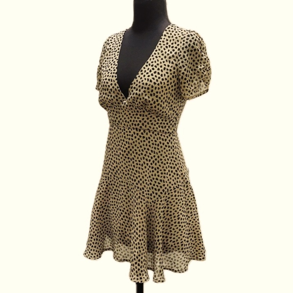 Chic Beige Polka Dot Mini Dress - Picture 7 of 14